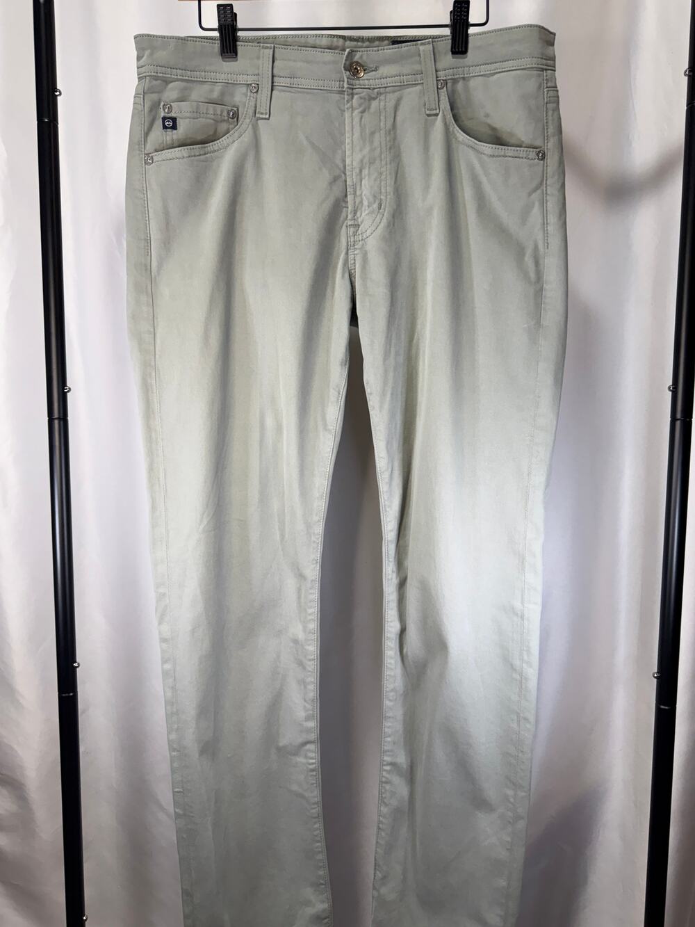 AG Adriano Goldschmied Men’s 33x32 Sage Green Stretch Jeans Modern Slim